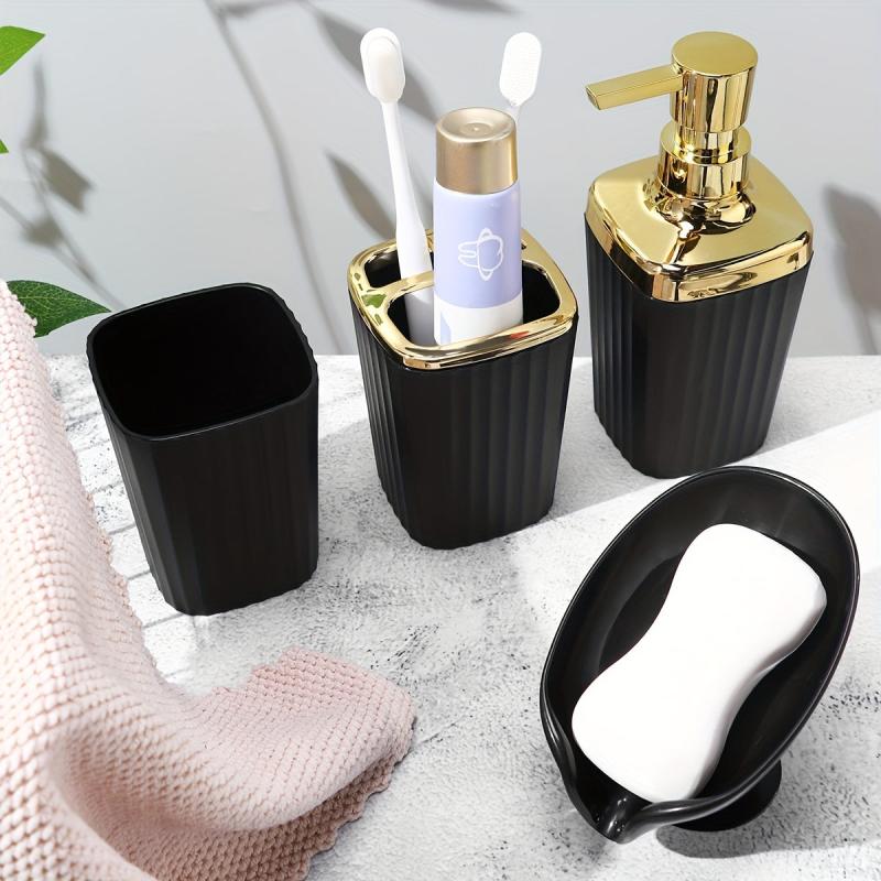Stylish Bathroom Kit with Dispenser Holder Cup and Dish