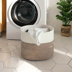Large Rope Woven Basket 40x40x35cm for Laundry and Blanket Storage
