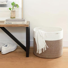 Large Rope Woven Basket 40x40x35cm for Laundry and Blanket Storage