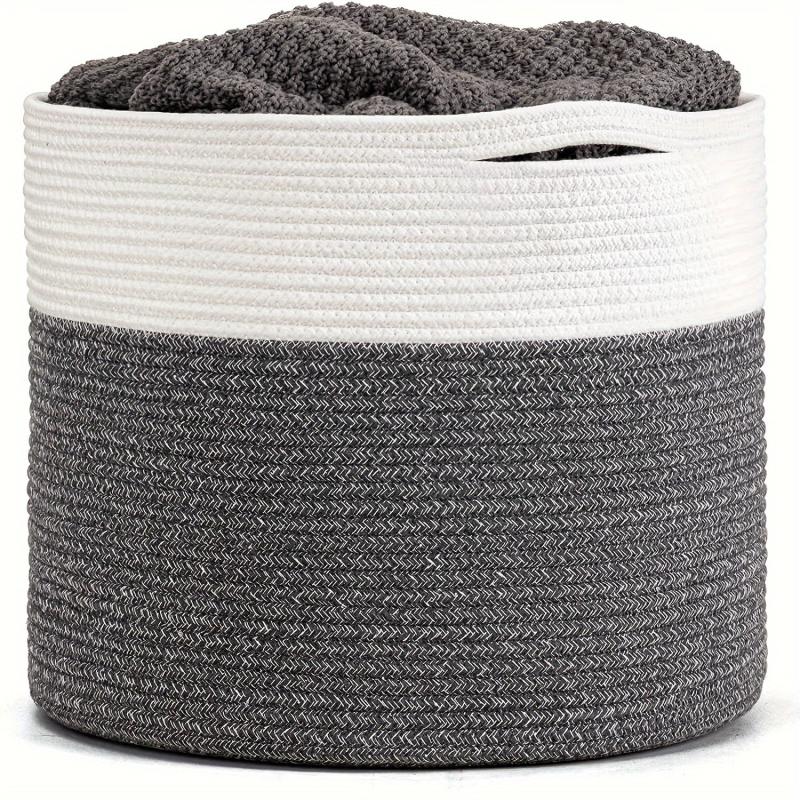 Large Rope Woven Basket 40x40x35cm for Laundry and Blanket Storage