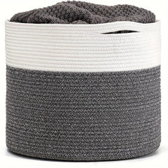 Large Rope Woven Basket 40x40x35cm for Laundry and Blanket Storage