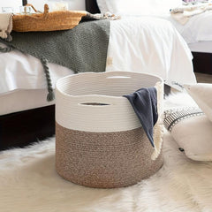 Large Rope Woven Basket 40x40x35cm for Laundry and Blanket Storage