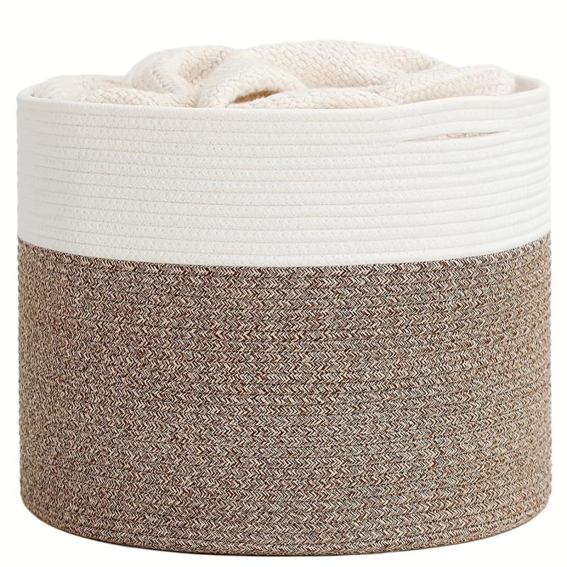 Large Rope Woven Basket 40x40x35cm for Laundry and Blanket Storage