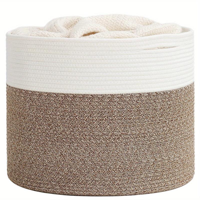Large Rope Woven Basket 40x40x35cm for Laundry and Blanket Storage