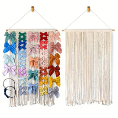 Macrame Hair Bow Holder Organizer with 20 Hooks