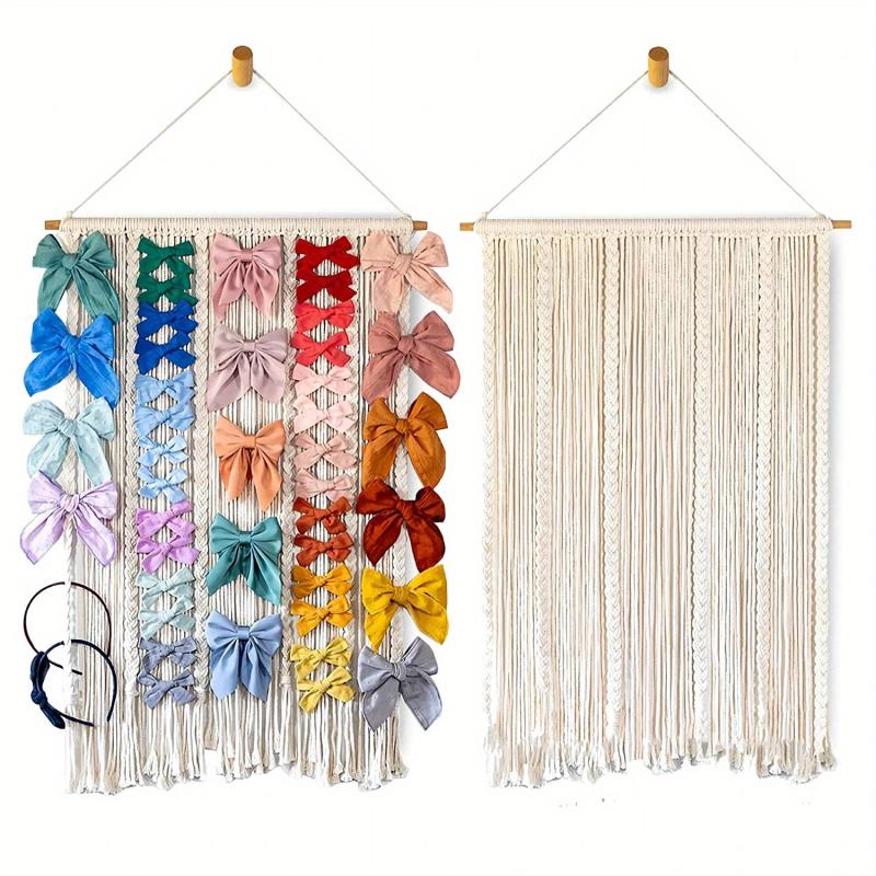 Macrame Hair Bow Holder Organizer with 20 Hooks
