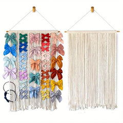 Macrame Hair Bow Holder Organizer with 20 Hooks