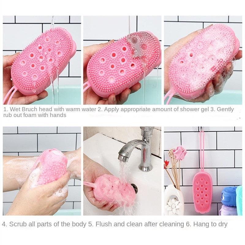 Soft Silicone Body Scrubber Massage Bath Brush Exfoliates Dead Skin