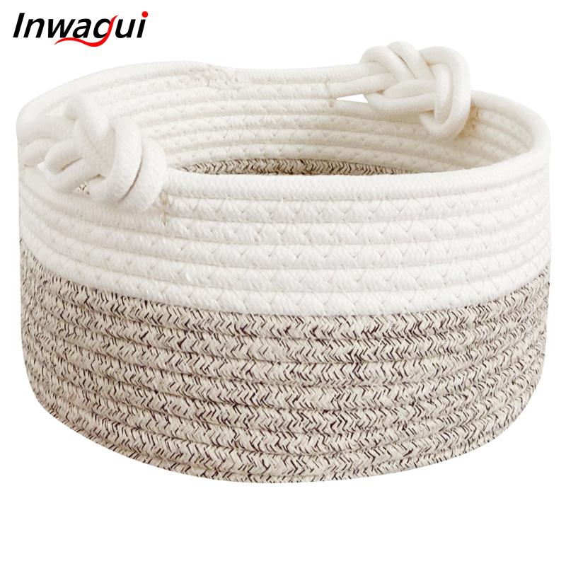 Small Round Rope Storage Basket 9.8x5.1 Inches