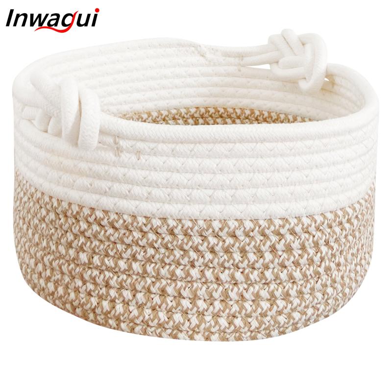 Small Round Rope Storage Basket 9.8x5.1 Inches