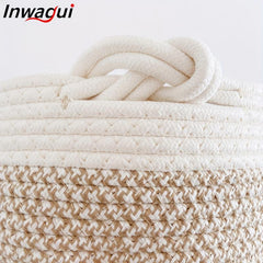 Small Round Rope Storage Basket 9.8x5.1 Inches