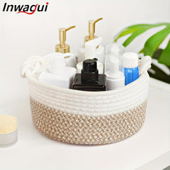 Small Round Rope Storage Basket 9.8x5.1 Inches