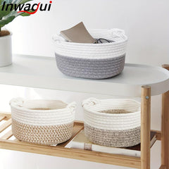 Small Round Rope Storage Basket 9.8x5.1 Inches
