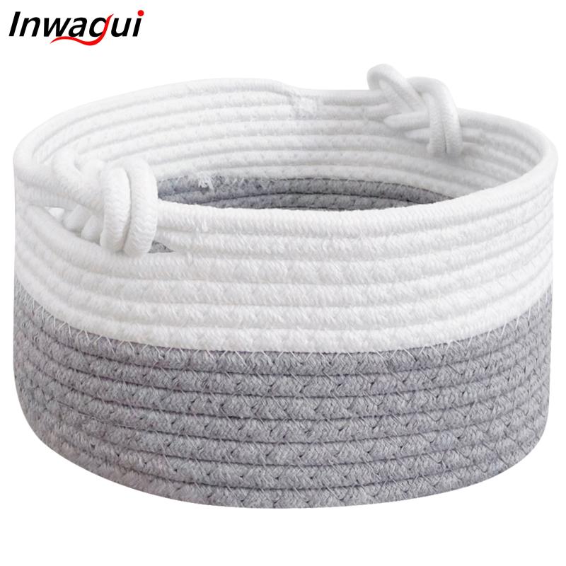 Small Round Rope Storage Basket 9.8x5.1 Inches