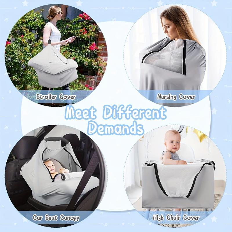 Grey Baby Car Seat Covers Stretchy Nursing Covers