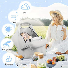 Grey Baby Car Seat Covers Stretchy Nursing Covers