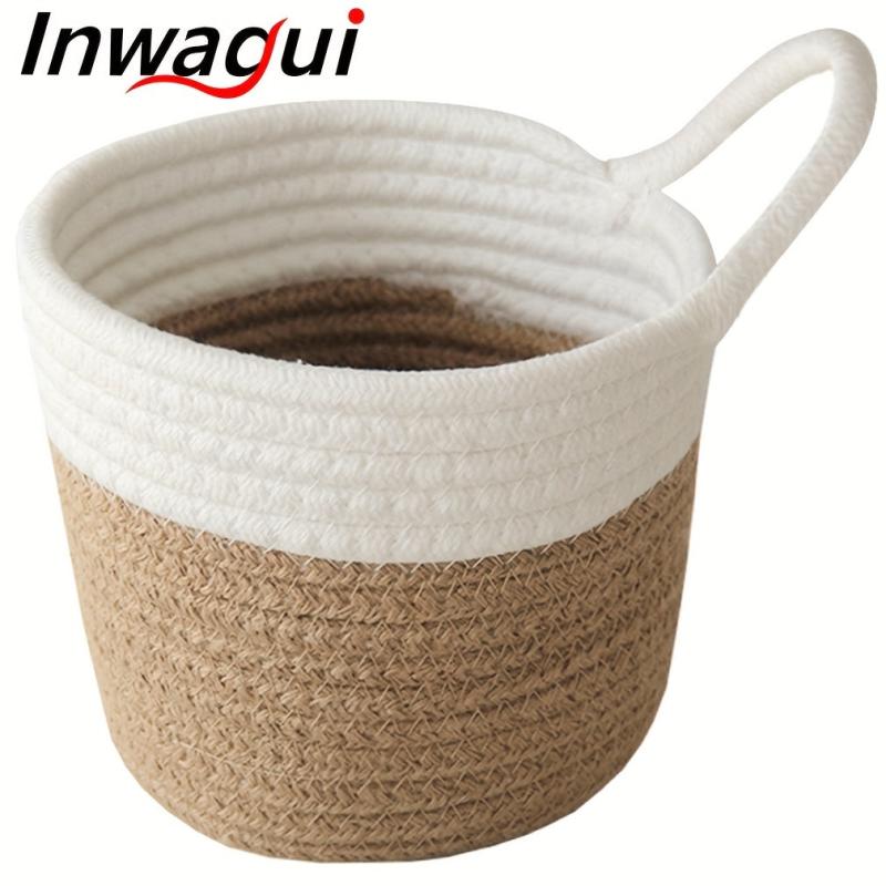 Cotton Rope Storage Basket Hangable Woven Hanging Basket