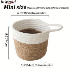 Cotton Rope Storage Basket Hangable Woven Hanging Basket