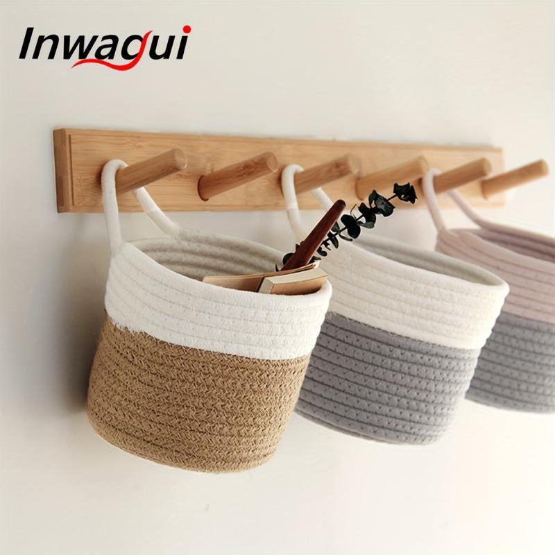 Cotton Rope Storage Basket Hangable Woven Hanging Basket