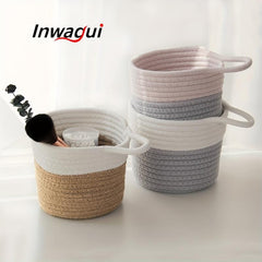 Cotton Rope Storage Basket Hangable Woven Hanging Basket