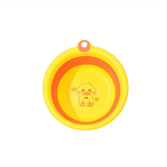 Yellow Duck Folding Tub Plastic Baby Bathtub, Portable Collapsible Wash Basin
