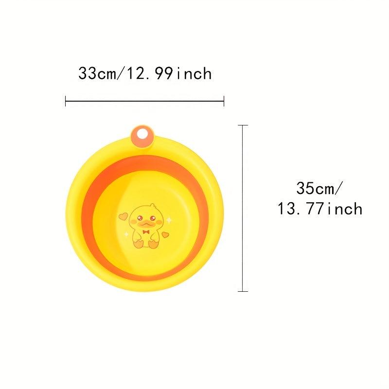 Yellow Duck Folding Tub Plastic Baby Bathtub, Portable Collapsible Wash Basin