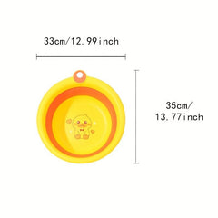 Yellow Duck Folding Tub Plastic Baby Bathtub, Portable Collapsible Wash Basin