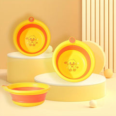 Yellow Duck Folding Tub Plastic Baby Bathtub, Portable Collapsible Wash Basin