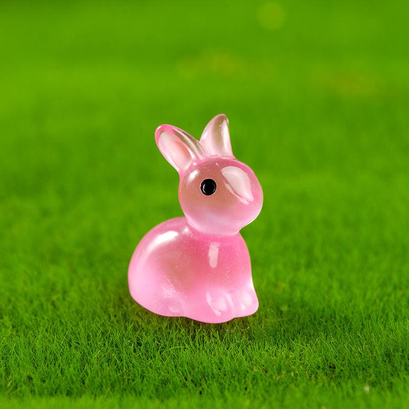 Cartoon Rabbit Resin Trinkets Micro Glow Dolls Home Decor