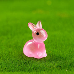 Cartoon Rabbit Resin Trinkets Micro Glow Dolls Home Decor