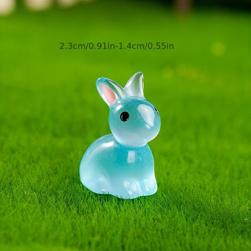 Cartoon Rabbit Resin Trinkets Micro Glow Dolls Home Decor