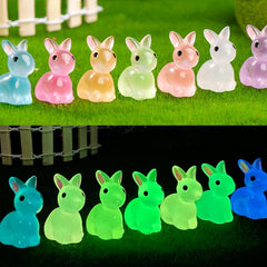 Cartoon Rabbit Resin Trinkets Micro Glow Dolls Home Decor