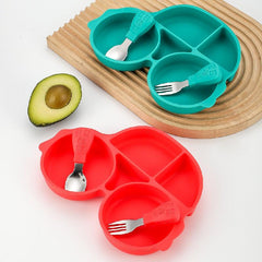 Silicone Suction Plate for Toddlers with Fork Spoon Set