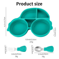 Silicone Suction Plate for Toddlers with Fork Spoon Set