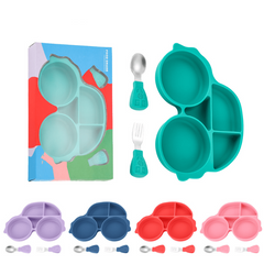 Silicone Suction Plate for Toddlers with Fork Spoon Set