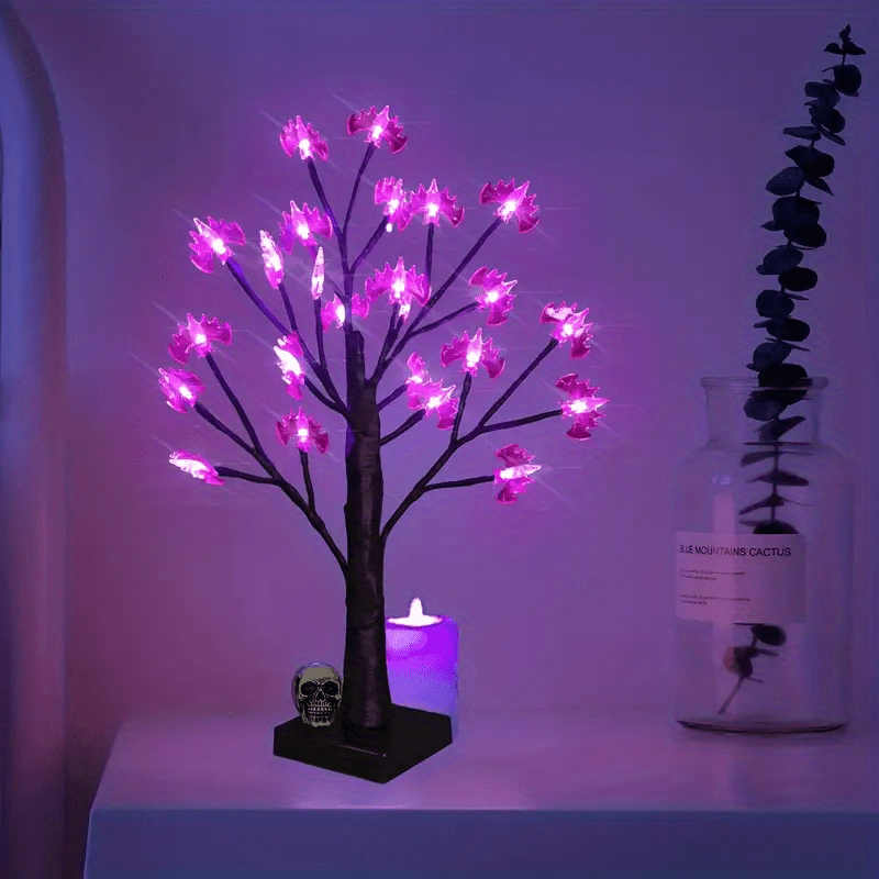USB Simulated Tree Light Halloween Decoration Bat Light The Spider