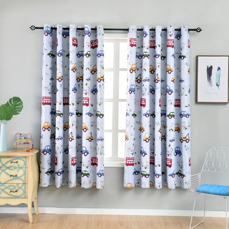 Car Printed Blackout Curtain for Kids Room