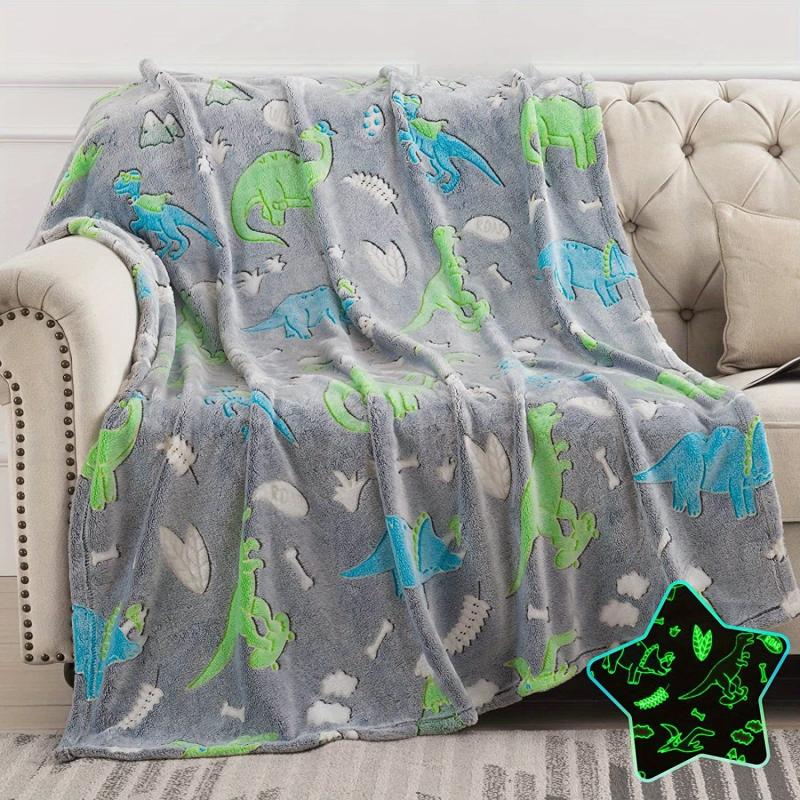 Luminous Dinosaur Blanket for Boys Girls Soft Fleece Kids Christmas Birthday Gif