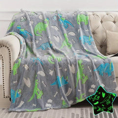 Luminous Dinosaur Blanket for Boys Girls Soft Fleece Kids Christmas Birthday Gif