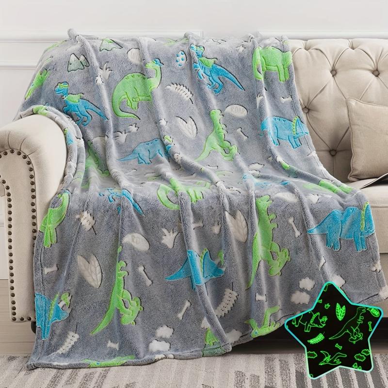 Luminous Dinosaur Blanket for Boys Girls Soft Fleece Kids Christmas Birthday Gif