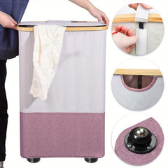 Large Laundry Basket 105L Foldable Storage with Lid