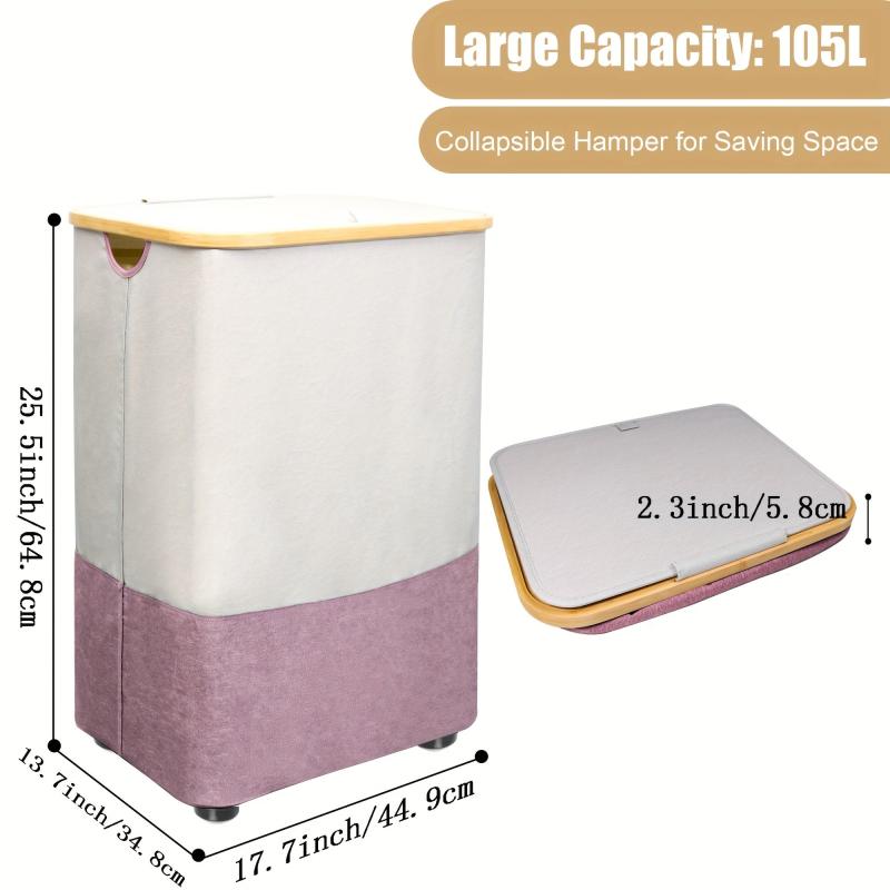 Large Laundry Basket 105L Foldable Storage with Lid
