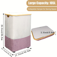 Large Laundry Basket 105L Foldable Storage with Lid