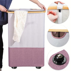 Large Laundry Basket 105L Foldable Storage with Lid