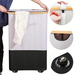 Large Laundry Basket 105L Foldable Storage with Lid