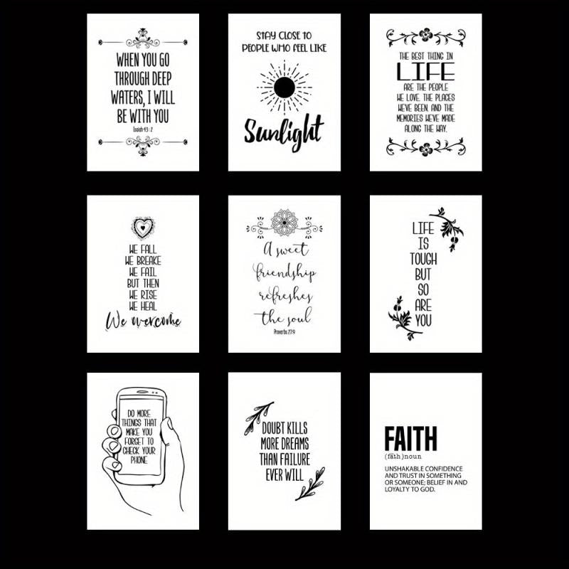 Life Quotes Stickers Set - Modern Typography Style, Waterproof, Removable