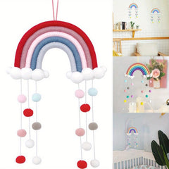 Rainbow Wind Chimes for Baby Bed Colourful Raindrops Clouds Newborn Room Decor