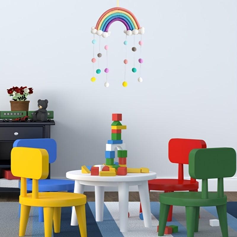 Rainbow Wind Chimes for Baby Bed Colourful Raindrops Clouds Newborn Room Decor