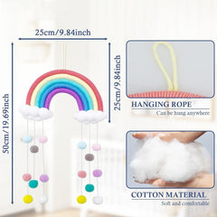 Rainbow Wind Chimes for Baby Bed Colourful Raindrops Clouds Newborn Room Decor