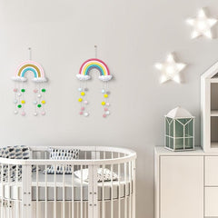 Rainbow Wind Chimes for Baby Bed Colourful Raindrops Clouds Newborn Room Decor